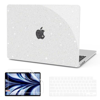 B BELK for MacBook Air 13 inch Case 2026-2022 M5 M4 M3 M2, Glitter Clear | Model A3449 A3240 A3113 A2681, Sparkly Plastic Hard Shell for MacBook Air 13.6 inch Case & Keyboard Cover & Screen Protector - color: Glitter Clear