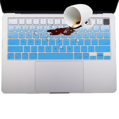 2 Pack Keyboard Cover for 2026-2021 MacBook Pro 14" 16" M5 M4 M3 M2 M1 Pro/Max, 2026-2023 MacBook Air 13" 15" M5 M4 M3 M2, Keyboard Skin for 14.2" 16.2" MacBook Pro /13.6" 15.3" US-Ombreblue - color: Ombreblue+TPU