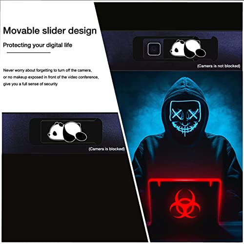 Laptop Camera Cover Slide,Webcam Cover Slide,Protecting Your Privacy Security & Shelter from Breath Lamp-Cute Pattern Design丨Fits Laptop & Desktop, PC-Ultrathin for iMac(Pnada) - color: Cute Panda - Black