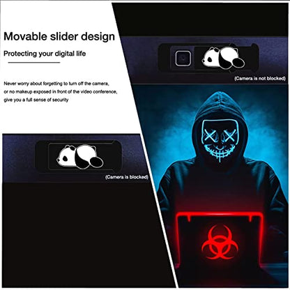 Laptop Camera Cover Slide,Webcam Cover Slide,Protecting Your Privacy Security & Shelter from Breath Lamp-Cute Pattern Design丨Fits Laptop & Desktop, PC-Ultrathin for iMac(Pnada) - color: Cute Panda - Black
