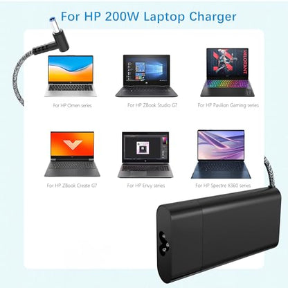 200W Laptop Charger for HP Omen Pavilion Gaming 15 16 17 Victus 15 16 ZBook 15 17 Fury Create Studio Envy 15 2020,TPN-DA10 L00818-850 L00895-003 Gaming Laptop Power Adapter Supply AC Adapter - color: black3