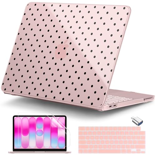 for MacBook Neo 13 Inch Case 2026 (Model A3404, A18 Pro chip), Stylish Pattern Protective Hard Shell with Screen Protector, Keyboard Cover & USB-C Adapter - Blush Polka Dots - color: Blush Polka Dots