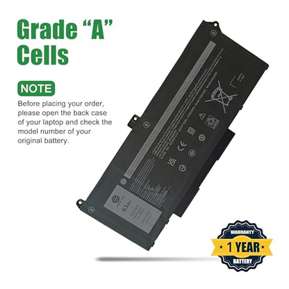 RJ40G CPX-M033W 63Wh Laptop Battery Replacement for Dell Latitude 5420 5520 Precision 3560 Series Notebook 01K2CF 075X16 WY9DX 0WK3F1 0M3KCN M033W Black 15.2V 3941mAh - size: 12.4*5.5*1.1inch RJ40G