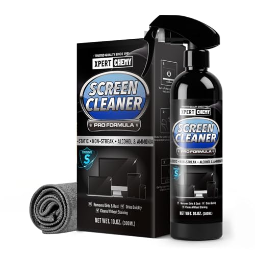 Screen Cleaner Spray and Wipe, 10oz TV Screen Cleaner Spray and Microfiber Cloth kit for Phones, iPads, Computer, MacBooks, Laptops, Monitor and Electronic Devices