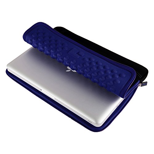 SumacLife Micro Suede Carrying Sleeve with Rear Pocket for 13-13.3 Inches Laptops (SLMSuede13BBLU) - color: Black/blue
