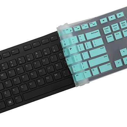 Keyboard Cover Skin for Dell KM636 KB216 KB216t KB216d KB216p Wired & Wireless Keyboard, Dell Optiplex 5250 3050 3240 5460 7450 7050, Dell Inspiron Desktop 24" 27" 5400 5490 7700 7790 3475 3670 3477 - color: Hot blue