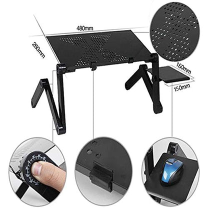 Adjustable Laptop Desk, Folding Lap Desk for Bed, Portable Laptop Table with Large Cooling Fan & Mouse Pad