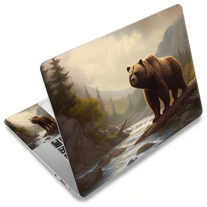 Laptop Skin Sticker Decal, Universal Reusable Vinyl Laptop Cover for 12" 13" 13.3" 14" 15" 15.4" 15.6" Notebook PC, Reusable Waterproof Scratch-Resistant with 2 Wrist Pads,Brown Bears in Forest - color: Brown Bears in Forest