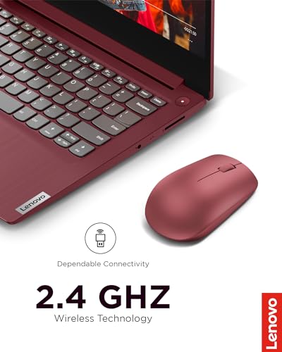 Lenovo 530 Full Size Wireless Computer Mouse for PC, Laptop, Computer with Windows - 2.4 GHz Nano USB Receiver - Ambidextrous Design - 12 Months Battery Life - Cherry Red - color: Cherry Red