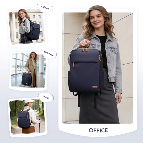 GOLF SUPAGS Travel Laptop Backpack for Women Airline Approved for Work College Travel Multi-Functional Casual Daypack Teacher Nurse Bags Fits 15.6 Inch Notebook (Navy Blue) - color: Navy Blue