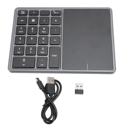 XUMIUZIY Numeric Keypad, 22 Keys Dual Modes Bluetooth4.2 Wire Less Number Pads with Touchpad, Slim External Numpad Keyboard for Laptop Desktop PC (Dark Gray) - color: Dark Gray