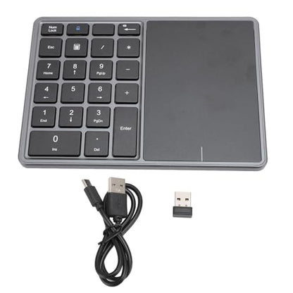 XUMIUZIY Numeric Keypad, 22 Keys Dual Modes Bluetooth4.2 Wire Less Number Pads with Touchpad, Slim External Numpad Keyboard for Laptop Desktop PC (Dark Gray) - color: Dark Gray