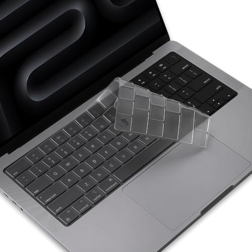 ProElife Keyboard Cover for MacBook Pro 14 Inch 16 Inch M5 M4, Clear, TPU | U.S. Layout, Non-interference Design for ID Key, Dust-Proof, Backlight Visible, Precision-Molded, Washable & Reusable