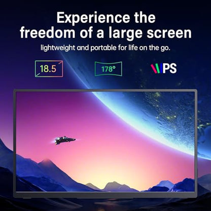18.5 Inch Portable Monitor 100Hz FHD USB-C HDMI Travel Monitor Second Screen Display Extender with Built-in Kickstand, VESA & Speakers, Eye Care HDR Gaming Monitor for Laptop, PC, PS5, Xbox