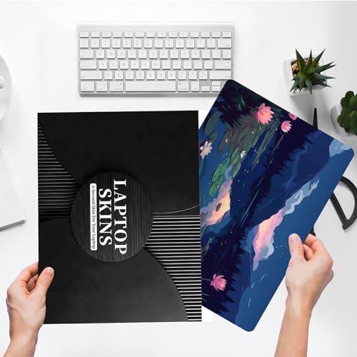 Universal Laptop Skin Sticker with 2 Wrist Pad Skins, Waterproof Scratch Resistant Vinyl Laptop Cover Decal, Cut to Fit for 11–15.6 Inch MacBook HP Dell Lenovo, Lotus Pond - color: Lotus Pond