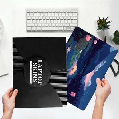 Universal Laptop Skin Sticker with 2 Wrist Pad Skins, Waterproof Scratch Resistant Vinyl Laptop Cover Decal, Cut to Fit for 11–15.6 Inch MacBook HP Dell Lenovo, Lotus Pond - color: Lotus Pond