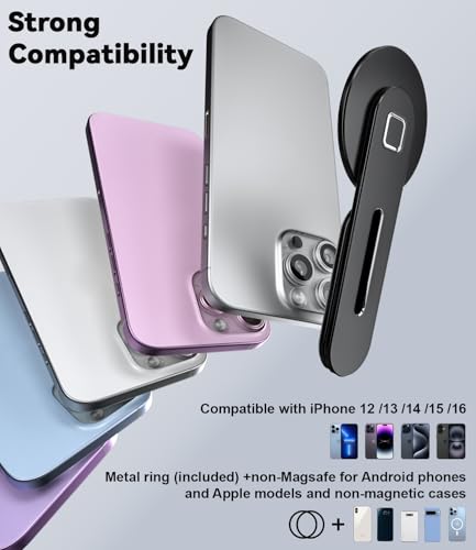 CloudValley Adjustable Laptop Stand, Magnetic Phone Holder, Aluminum Slim Computer Monitor Side Mount Clip for iPhone MagSafe Series & All Phones, Portable Foldable Computer Expansion Bracket, Black | Aluminum Slim Computer Side Mount Clip for All Phones,