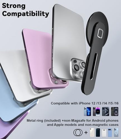 CloudValley Adjustable Laptop Stand, Magnetic Phone Holder, Aluminum Slim Computer Monitor Side Mount Clip for iPhone MagSafe Series & All Phones, Portable Foldable Computer Expansion Bracket, Black | Aluminum Slim Computer Side Mount Clip for All Phones,