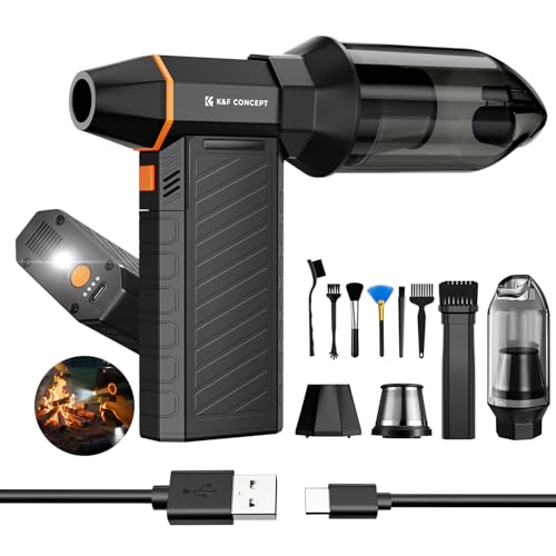 K&F CONCEPT Blower&Suction 2 in 1 Magnetic Compressed Air Duster,LED Light | 6000mAH,300000RPM,Low Gear for 180-Minute Runtime,Compact & Portable,for Computer,Keyboard,Car,Outdoor,Home Cleaning,BS500M