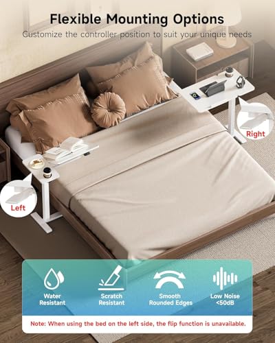 BIZUM Overbed Rolling Table with Adjustable Tilt Top Mobile Bedside Desk with Hidden Wheels Pneumatic Height Adjustable Laptop & Meal Table for Home and Hospital Use(27.6x15.8, White) - color: White