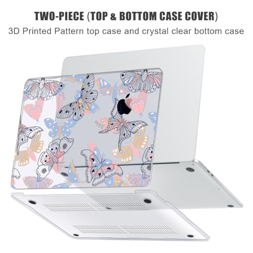 for MacBook Air 15 inch Case 2026-2023 Release M5 A3448 M4 A3241 M3 A3114 M2 A2941 Liquid Retina Display, Hard Shell Case with Keyboard Cover+Screen Film+Trackpad Film,Line Butterfly - color: Line Butterfly