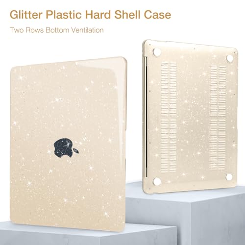 MOSISO Compatible with MacBook Air 13 inch Case M5 M4 M3 M2 2026-2022 | 4 in 1 Kit Bling Sparkly Hard Shell for MacBook Air 13.6 inch Case, Glitter Cover, A3449 A3240 A3113 A2681, Starlight - color: Starlight