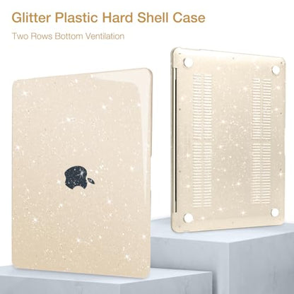 MOSISO Compatible with MacBook Air 13 inch Case M5 M4 M3 M2 2026-2022 | 4 in 1 Kit Bling Sparkly Hard Shell for MacBook Air 13.6 inch Case, Glitter Cover, A3449 A3240 A3113 A2681, Starlight - color: Starlight