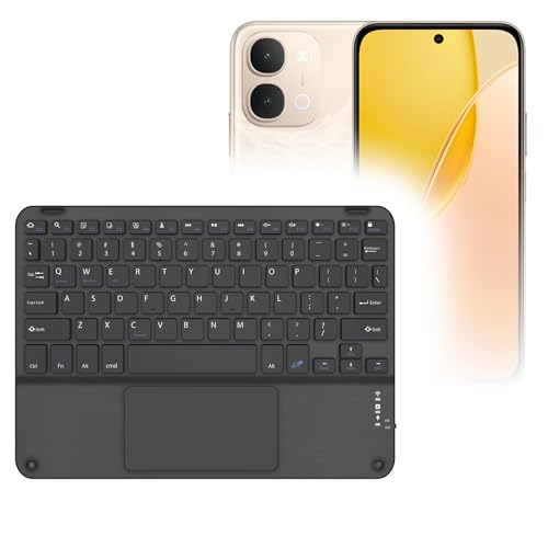 BoxWave Keyboard Compatible with vivo Y31d - SlimKeys Bluetooth Keyboard with Trackpad, Portable Slim TouchPad - Jet Black