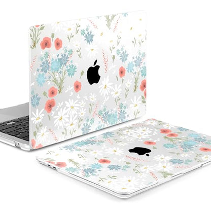 Batianda LumiArt Case for MacBook Air 13.6" M2-M5 Chip, White Flower | 4-in-1 Set with Bright Color Botanical Design, Lightweight Slim Hard Shell Protection For School Girls Women and Travelers - color: Cute White Flower