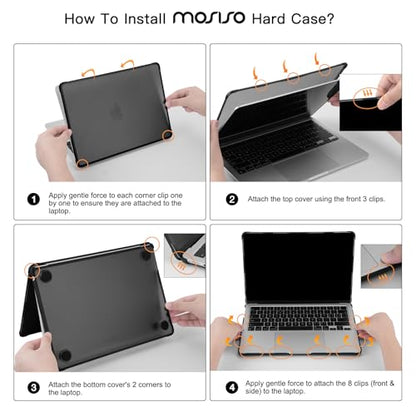 MOSISO Anti-Crack Case for MacBook Air 13 inch M5 M4 M3 M2 2026-2022 | 3 in 1 Kit Anti-Fingerprints Reinforced TPU Bumper Hard Shell for MacBook Air 13.6, A3449 A3240 A3113 A2681, Black - color: Black