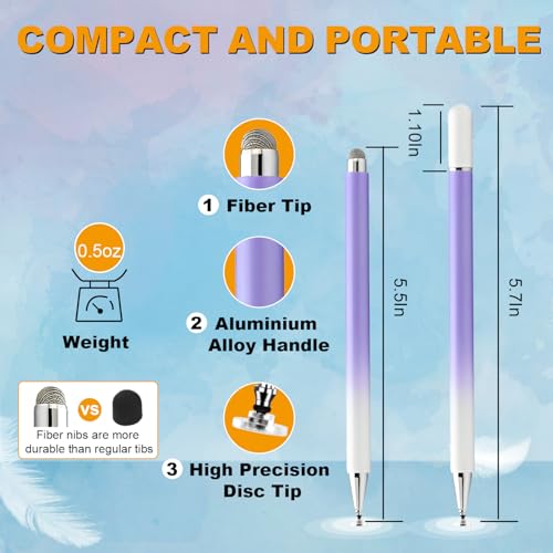 Stylus Pen for Touchscreen (5 Pack), with Magnetic Pen Cap, 2 in 1 High Precision Stylus Pen for iPad/iPhone/Nintendo Switch/Samsung/Android Smartphone and Tablets, Compatible with All Touch Screen