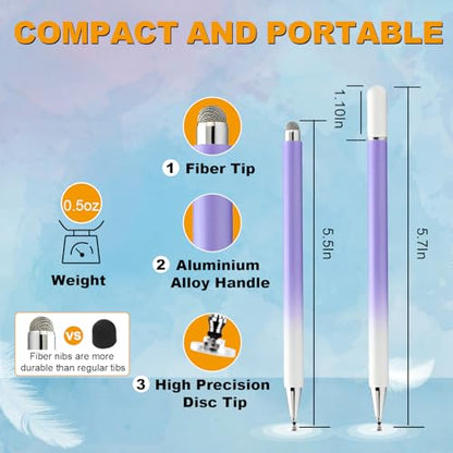 Stylus Pen for Touchscreen (5 Pack), with Magnetic Pen Cap, 2 in 1 High Precision Stylus Pen for iPad/iPhone/Nintendo Switch/Samsung/Android Smartphone and Tablets, Compatible with All Touch Screen
