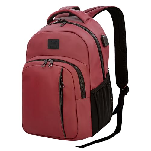 WOLT Laptop Backpack for Men Women for 15.6 Inch and 17 Inch Notebook, Travel Backpack Carry On Flight Approved with Computer Compartment, College Bookbag with USB Charging Port (Red) - color: Red