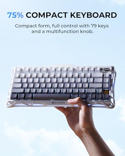 GravaStar Mercury K1 75% Wireless Mechanical Gaming Keyboard, Aluminum Alloy Exoskeleton Design, Gasket Custom Keyboard Hot-Swap Socket, Linear Switches, RGB Backlit【Gradient White】 - color: Gradient White