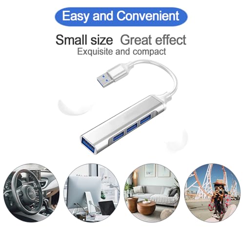 4-Port USB Hub 3.0, DUOYHIEL Portable Fast Data USB Hub Splitter for Laptop, USB Extender Compatible with Desktop, PC, MacBook, Keyborad iPad, Surface Pro, for Camera and More USB Devices