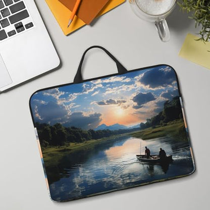 14 inch Laptop Sleeve with Handle Shockproof Laptop Bag Waterproof Computer Cover Bag Fishing Scenic Briefcase