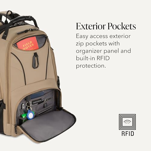 SWISSGEAR 1900 ScanSmart Laptop Backpack, Fits Most 17-Inch Laptops, TSA-Friendly Lay-Flat Design, RFID Protection, and Tablet Pocket, Black, 31L, 18.5-Inch - color: Pastel Brown