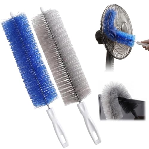 Bendable Microfiber Head, Fan Cleaning Brush Bendable Duster (Blue+Gray) | Reusable and Washable,Suitable for Cleaning Vents,Ceilings,Blinds,Furniture and Hard-to-Reach Areas - color: Blue+gray