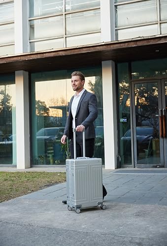 All Aluminum Magnesium Carry On Luggage，Cut from Whole Aluminum Sheet，22x14x9 Airline Approved ，（3rd Generation，Premium Magnesium Metal zipperless suitcase ） (silvery, 24inch) - color: silvery, size: 24 inch