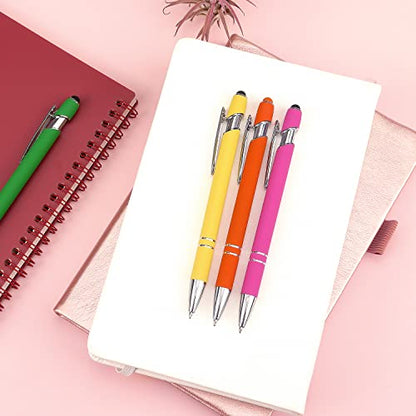 Bribobo 8 Pack Ballpoint Pen 2-in-1 Stylus, 1.0 mm Black Ink | Retractable Ballpoint Pen with Stylus tip, Metal Stylus Pen for Touch Screens - color: 8