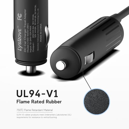 100W USB C Car Charger DC to DC Adapter for Anker SOLIX C200 C300 Jackery Explorer 240 V2 Portable Power Station DJI Mavic 3 Pro/Mavic 4 Pro Drones Handheld Gaming PC Charging Station USB Cable