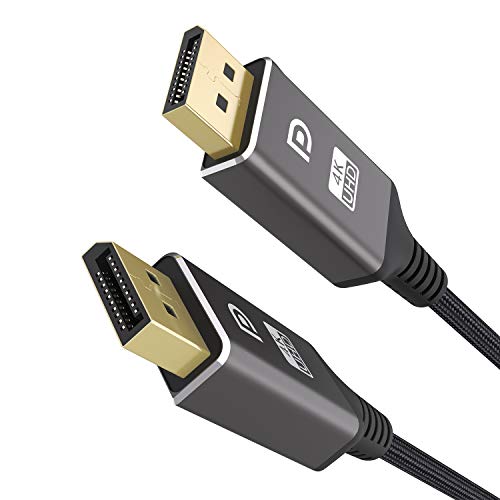 DisplayPort Cable 1.2 6.6ft, High Speed DisplayPort to DisplayPort Cable Nylon Braided, Supports 4K@60Hz and 2K@144Hz for Laptop PC Projector TV etc- Gaming Monitor Cable- Dark Grey