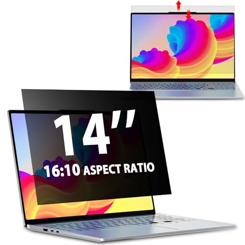 Laptop Privacy Screen 14 Inch 16:10 Aspect Ratio, Removable | Laptop Privacy Shield Compatible With Lenovo Hp Dell Acer Asus Thinkpad Envy Xps, Anti Glare Blue Light Filter Protector - size: For Laptop 14 Inch 16:10