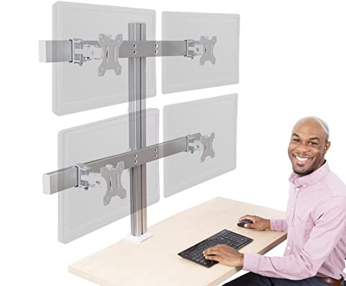 Stand Steady 4 Monitor Mount Desk Setup - Heavy-Duty Height Adjustable Monitor Stand, Swivel Arm with Clamp-On Base, Four Screen VESA Mount Fits Most LCD/LED Monitors 17-32 in. (Silver, 4 Mounts) - color: 4 Monitor Mount