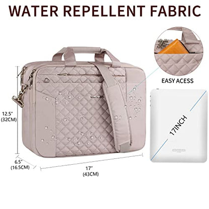 KROSER Laptop Bag 15.6 Inch Briefcase Shoulder Bag Water Repellent Laptop Bag Bussiness Carrying Handbag | Built-in luggage strap & TSA friendly, multi compartments, suitable for business, office, travel, men and women - color: Grey Pink