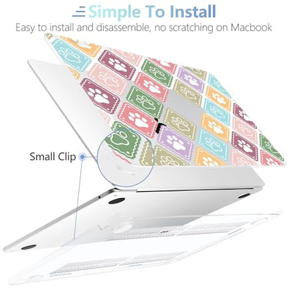 MEEgoodo Case for M5/M4/M3/M2 MacBook Air 13 inch Case 2026 2025 2024 2022, Fit Model A3449/A3240/A3113/A2681, Laptop Hard Shell Compatible with MacBook Air 13.6-inch, Dog Paw & Checked - color: Dog Paw & Checked