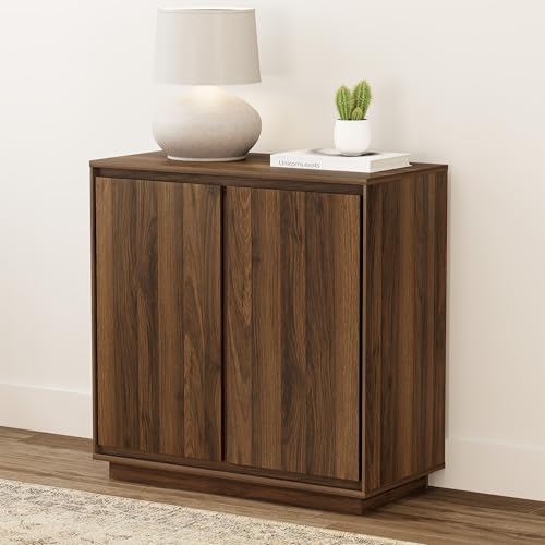 EYYTHUNG Buffet Storage Cabinet, Sideboard Accent Cabinet with Adjustable Shelves and Handless Design, Modern Credenza, Console Table for Living Room, Brown - color: Brown, size: 1 PC