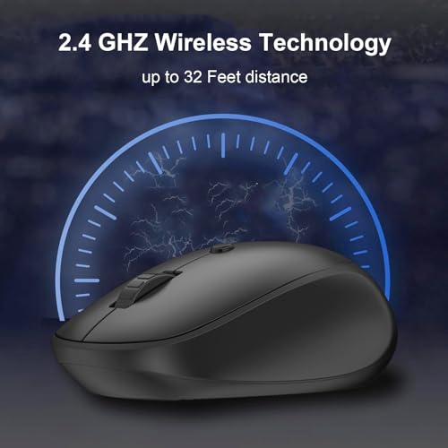 Wireless Mouse for Laptop,2.4GHz Computer Mouse with USB A Receiver,4 Buttons Bluetooth Mice Gaming Mice Silent Ergonomic Cordless 1200/1600/2400 DPI for Chromebook PC Laptop MacBook iPad Windows Dell
