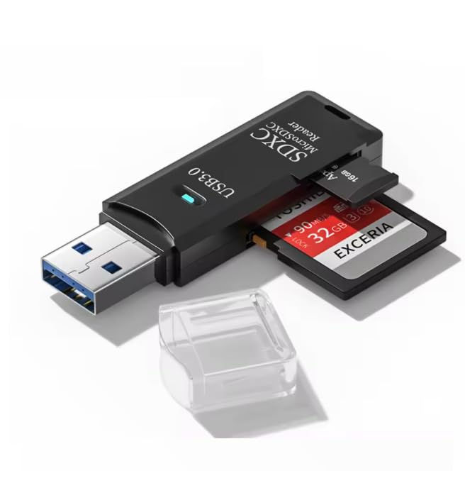2-in-1 USB 3.0 Card Reader, SD/TF Memory Card Adapter, USB Flash Drive for PC Laptops