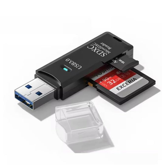 2-in-1 USB 3.0 Card Reader, SD/TF Memory Card Adapter, USB Flash Drive for PC Laptops